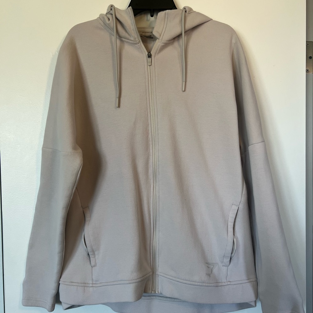 Large Men’s sand Gymshark zip up hoodie